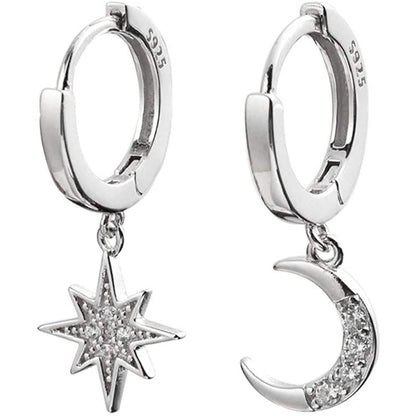 Women's Moon Star Pendant Small Hoop Earrings DailySale