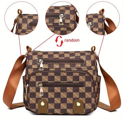 Women's Multi Pocket Plaid Pattern Crossbody Bag DailySale