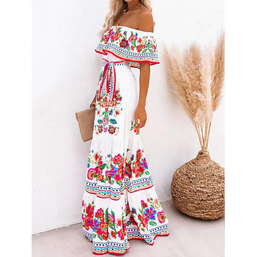 Women's Off Shoulder Print Dress DailySale