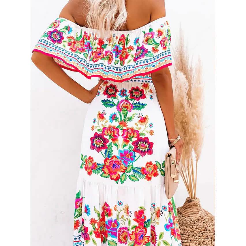 Women's Off Shoulder Print Dress DailySale