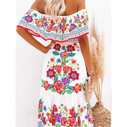 Women's Off Shoulder Print Dress DailySale