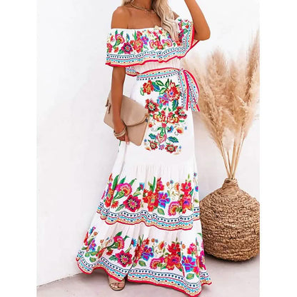 Women's Off Shoulder Print Dress DailySale