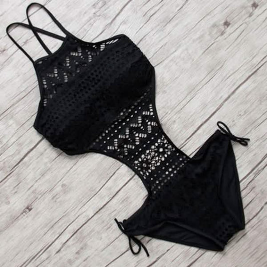 Women's One-Piece Bikini Solid Crochet Swimsuit DailySale