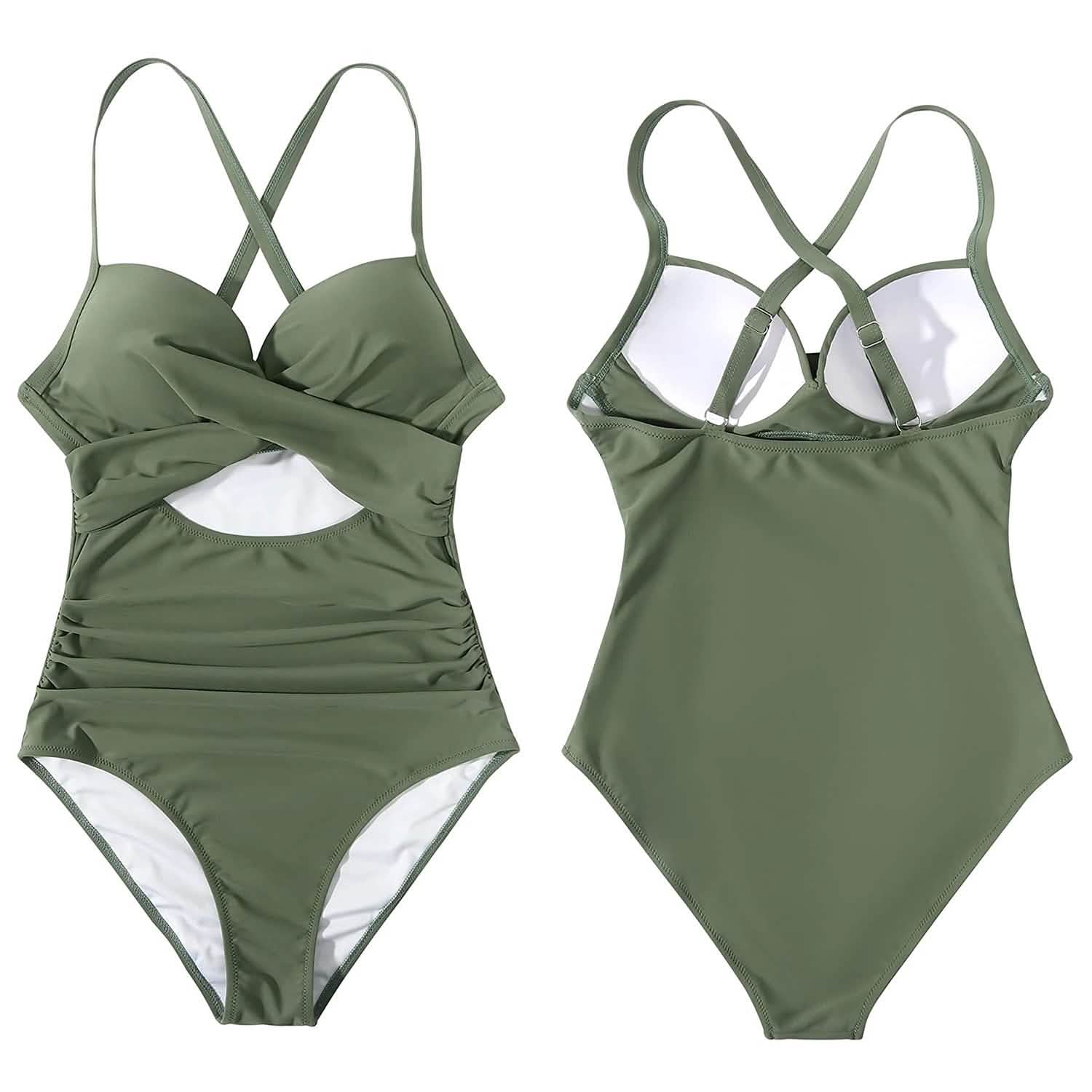 Women's One Piece High Waist Swimwear Tummy Control Cutout DailySale