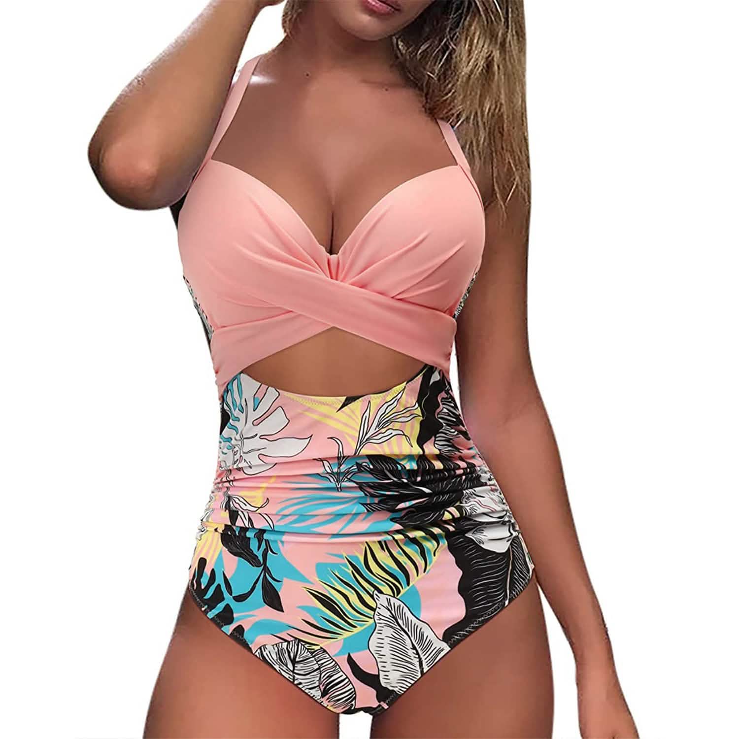 Women's One Piece High Waist Swimwear Tummy Control Cutout DailySale