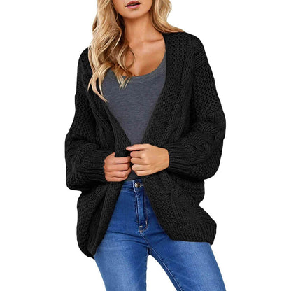 Womens Open Front Long Sleeve Chunky Knit Cardigan Sweaters Loose Outwear Coat DailySale