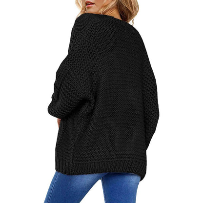 Womens Open Front Long Sleeve Chunky Knit Cardigan Sweaters Loose Outwear Coat DailySale
