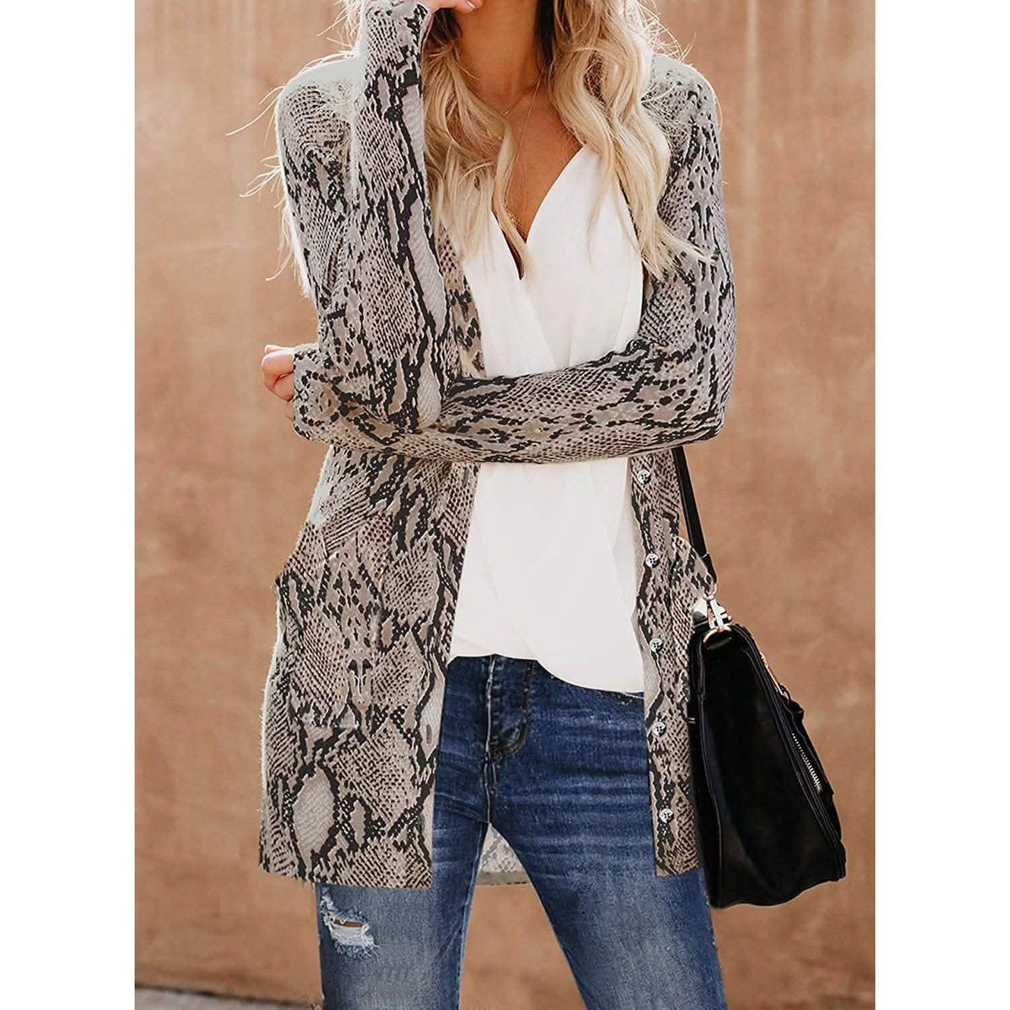 Women's  Open Front Printed Cardigans Sweaters Thin Coats Jackets Outerwear DailySale