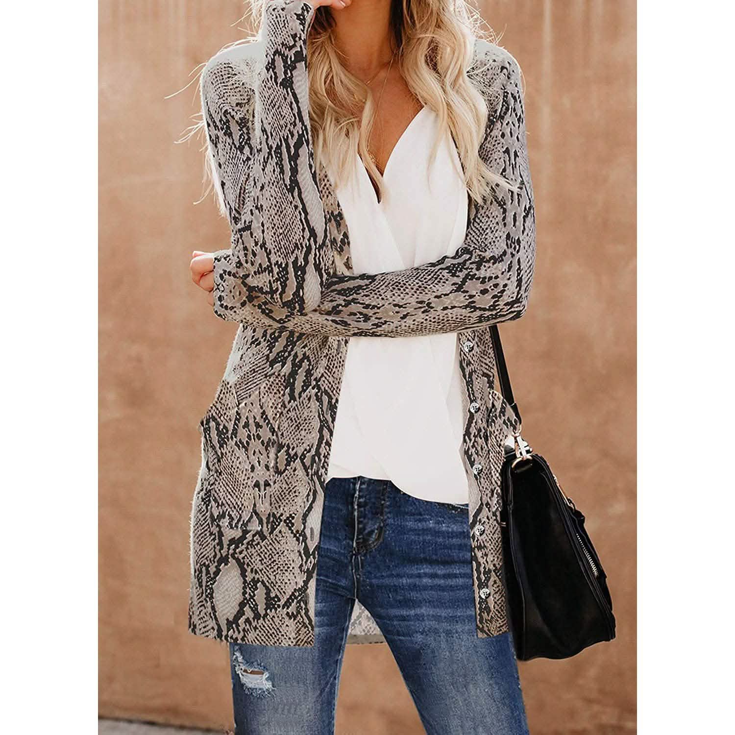 Women's  Open Front Printed Cardigans Sweaters Thin Coats Jackets Outerwear DailySale