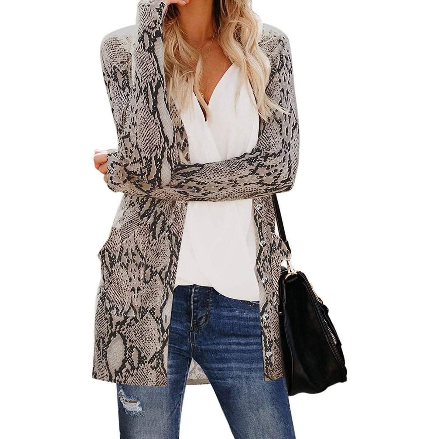 Women's  Open Front Printed Cardigans Sweaters Thin Coats Jackets Outerwear DailySale