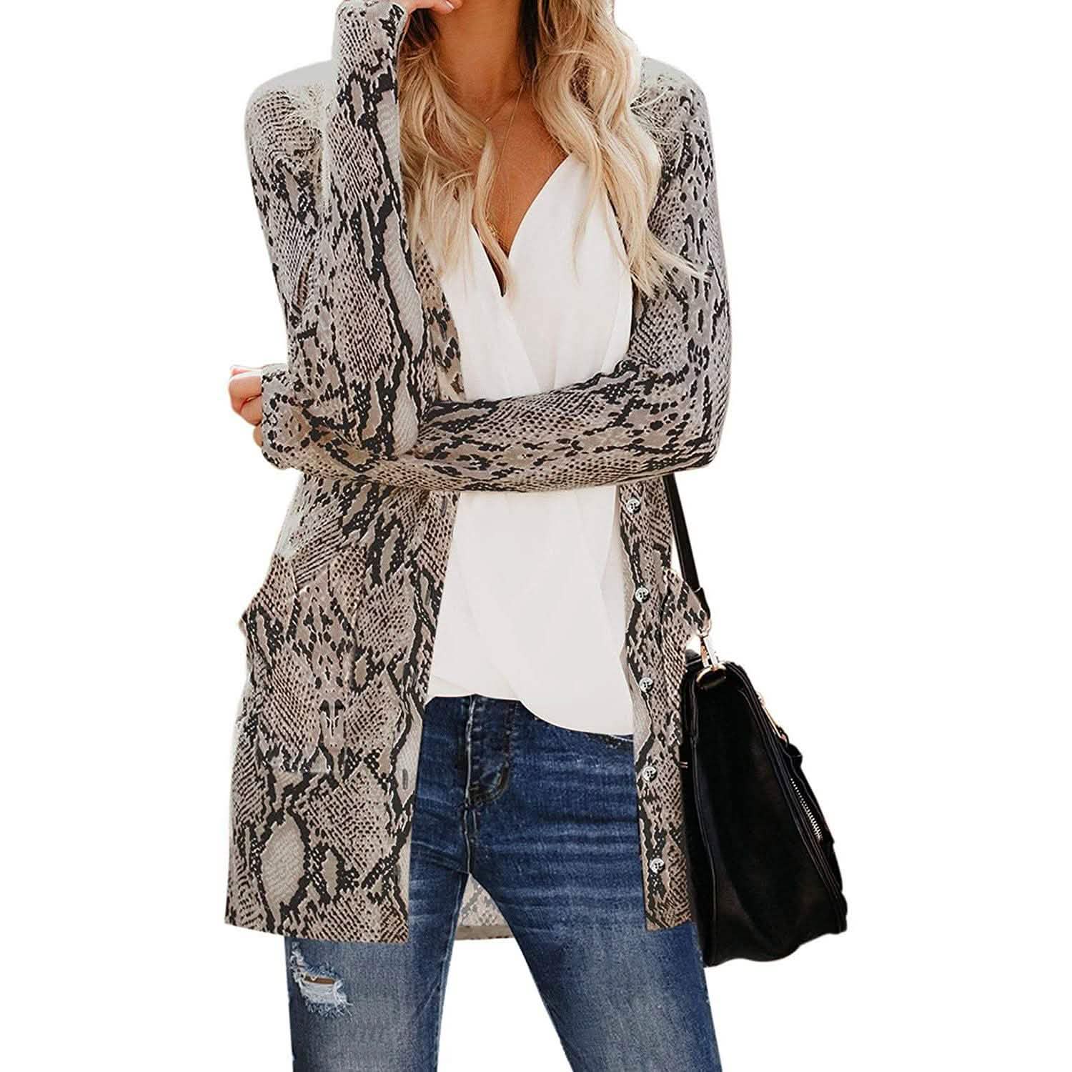 Women's  Open Front Printed Cardigans Sweaters Thin Coats Jackets Outerwear DailySale