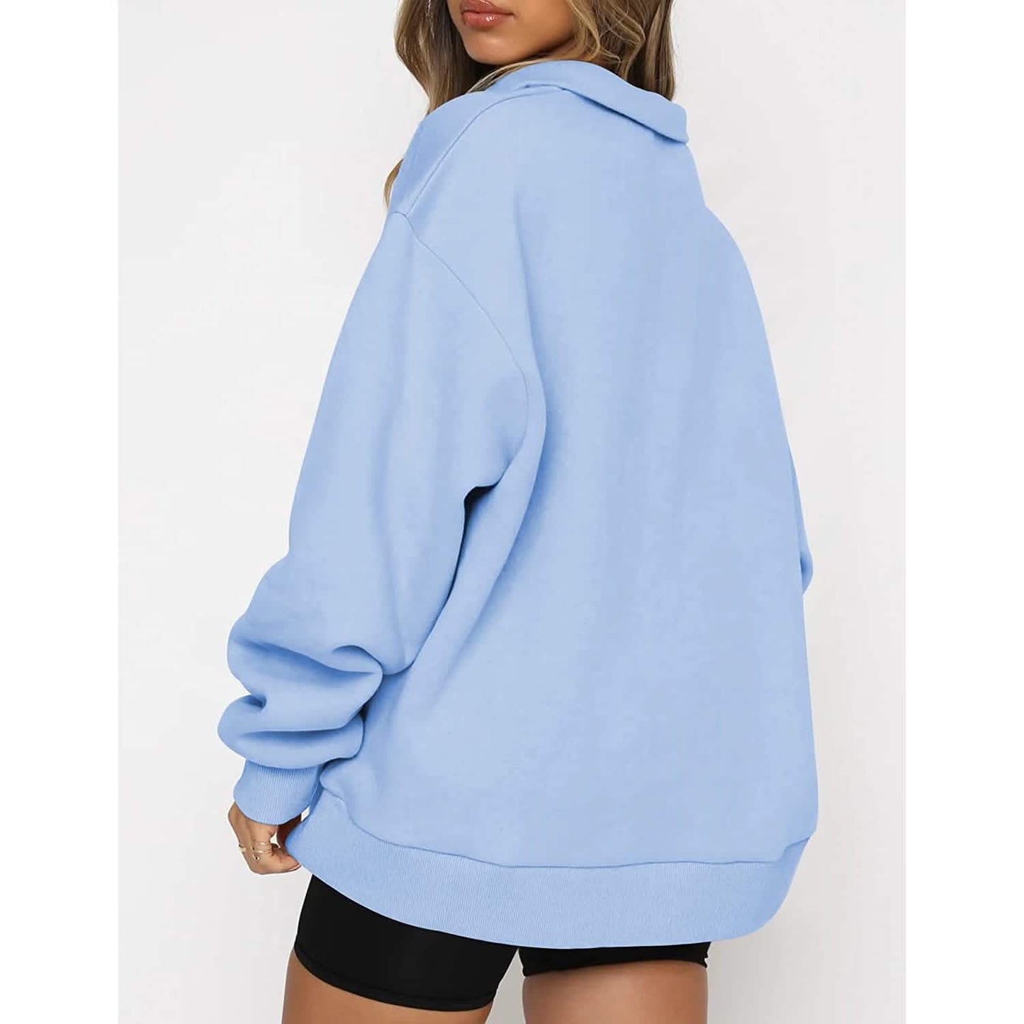 Womens Oversized Half Zip Pullover Long Sleeve Sweatshirt DailySale
