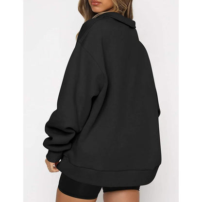 Womens Oversized Half Zip Pullover Long Sleeve Sweatshirt DailySale