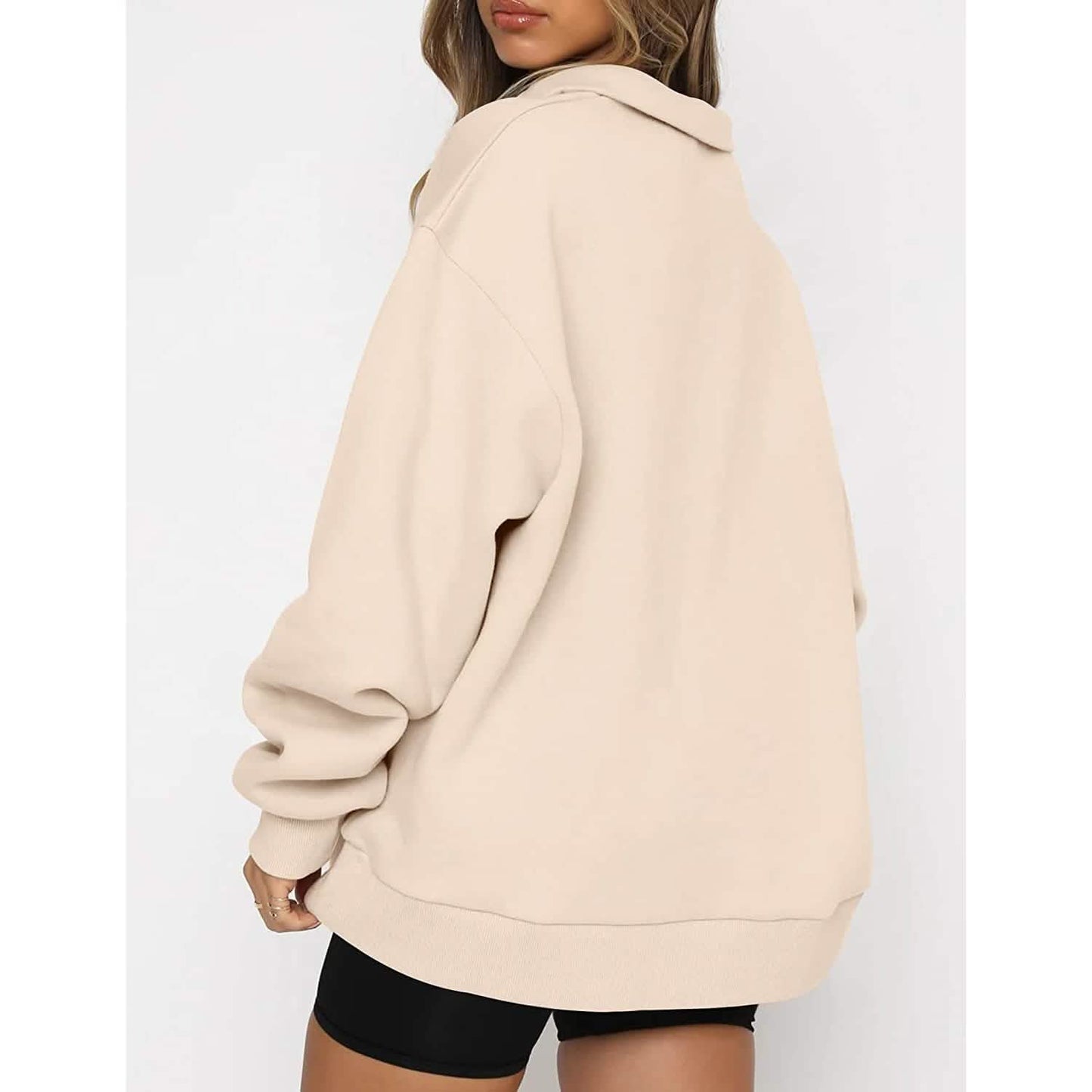 Womens Oversized Half Zip Pullover Long Sleeve Sweatshirt DailySale