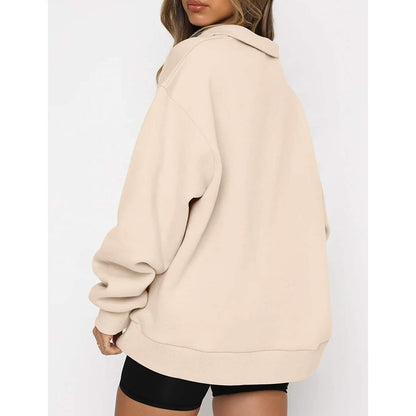 Womens Oversized Half Zip Pullover Long Sleeve Sweatshirt DailySale