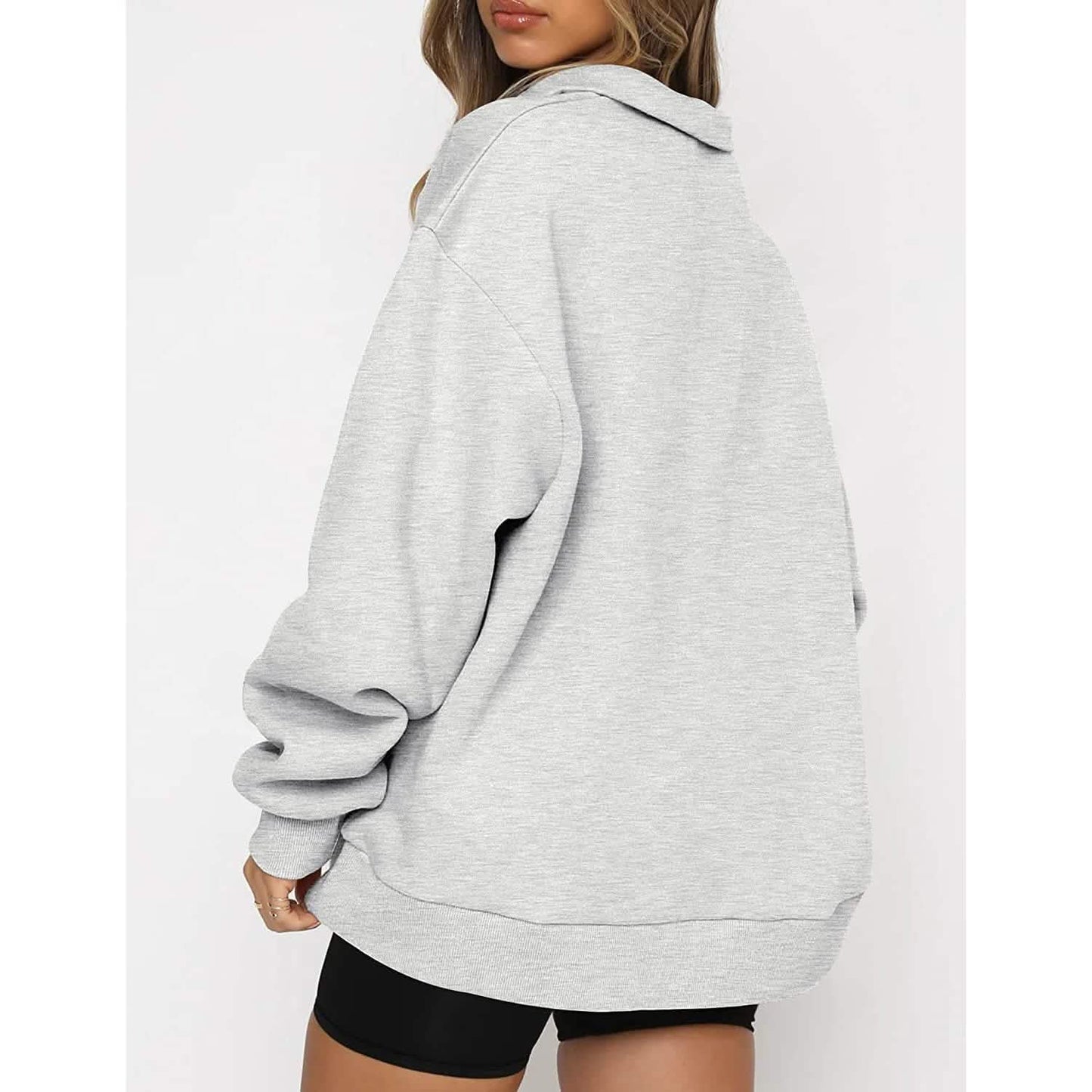 Womens Oversized Half Zip Pullover Long Sleeve Sweatshirt DailySale
