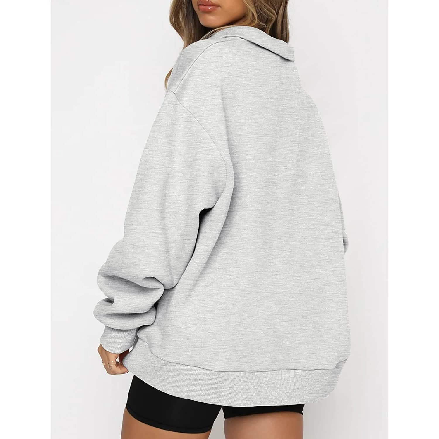 Womens Oversized Half Zip Pullover Long Sleeve Sweatshirt DailySale