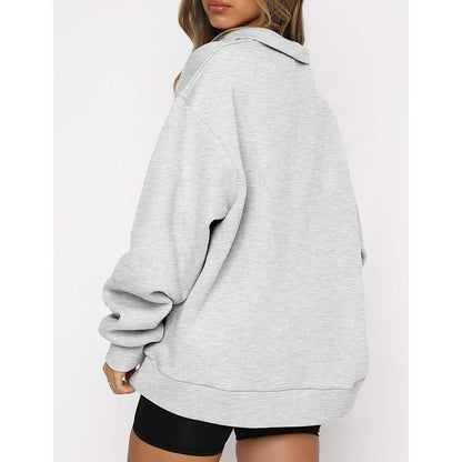 Womens Oversized Half Zip Pullover Long Sleeve Sweatshirt DailySale
