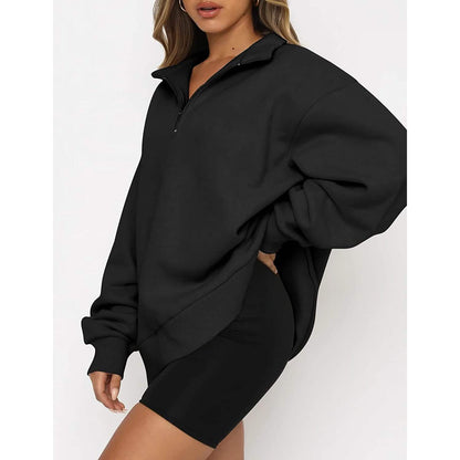 Womens Oversized Half Zip Pullover Long Sleeve Sweatshirt DailySale