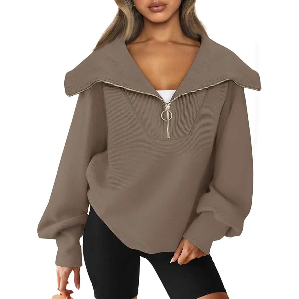 Womens Oversized Half Zip Pullover Sweatshirts Hoodie DailySale