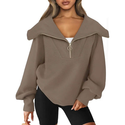Womens Oversized Half Zip Pullover Sweatshirts Hoodie DailySale