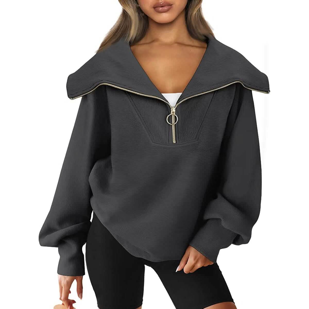 Womens Oversized Half Zip Pullover Sweatshirts Hoodie DailySale