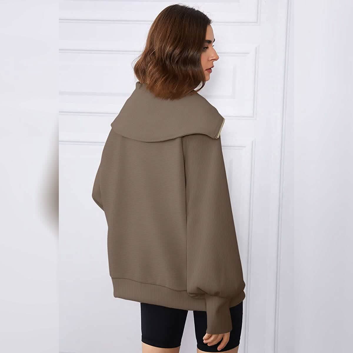 Womens Oversized Half Zip Pullover Sweatshirts Hoodie DailySale