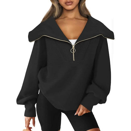 Womens Oversized Half Zip Pullover Sweatshirts Hoodie DailySale