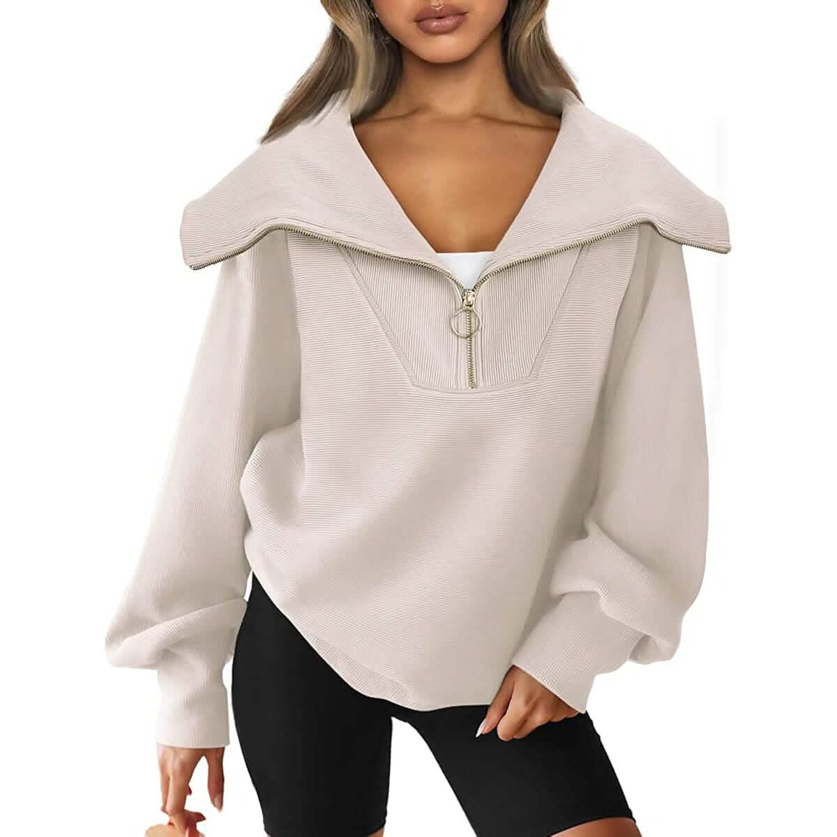 Womens Oversized Half Zip Pullover Sweatshirts Hoodie DailySale