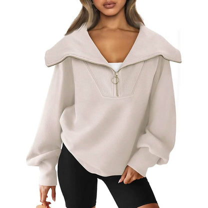 Womens Oversized Half Zip Pullover Sweatshirts Hoodie DailySale