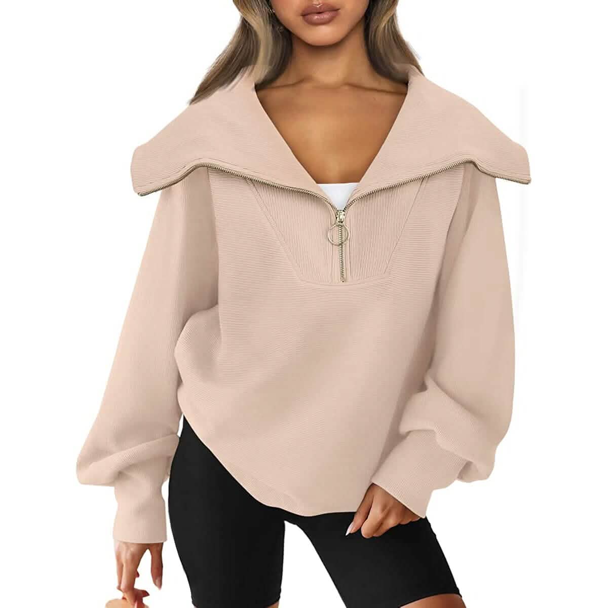 Womens Oversized Half Zip Pullover Sweatshirts Hoodie DailySale