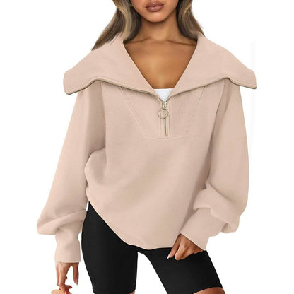 Womens Oversized Half Zip Pullover Sweatshirts Hoodie DailySale