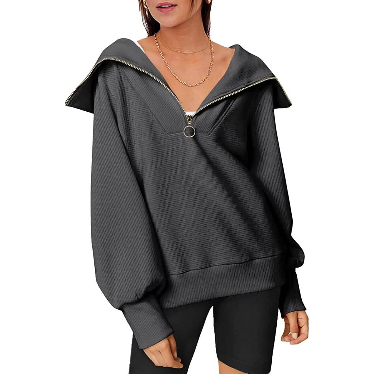Womens Oversized Half Zip Pullover Sweatshirts Hoodie DailySale