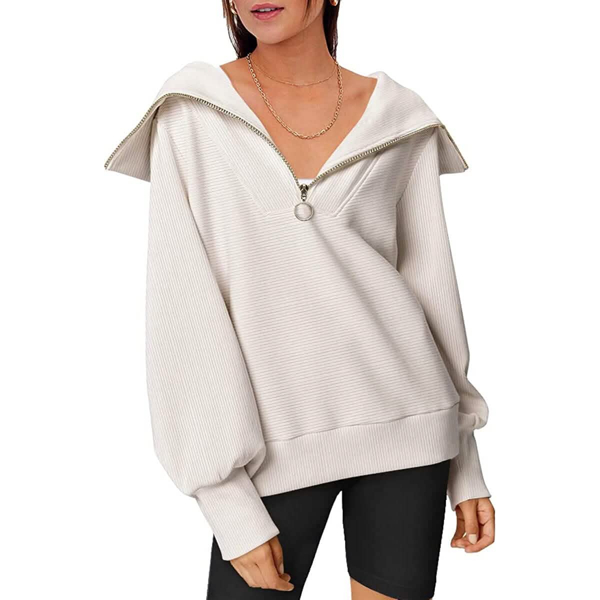 Womens Oversized Half Zip Pullover Sweatshirts Hoodie DailySale