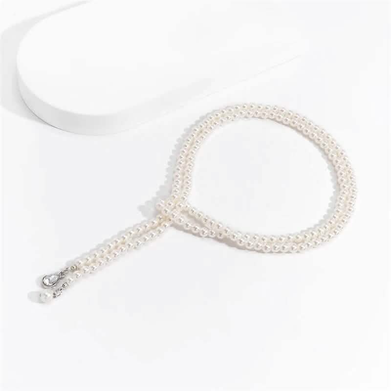 Women's Elegant Multi-Layered Faux Pearl Necklace, Boho Tassel Pendant, Dual-Strand Jewelry DailySale
