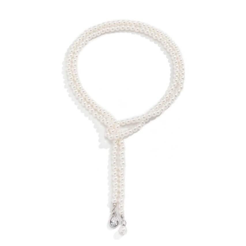 Women's Elegant Multi-Layered Faux Pearl Necklace, Boho Tassel Pendant, Dual-Strand Jewelry DailySale