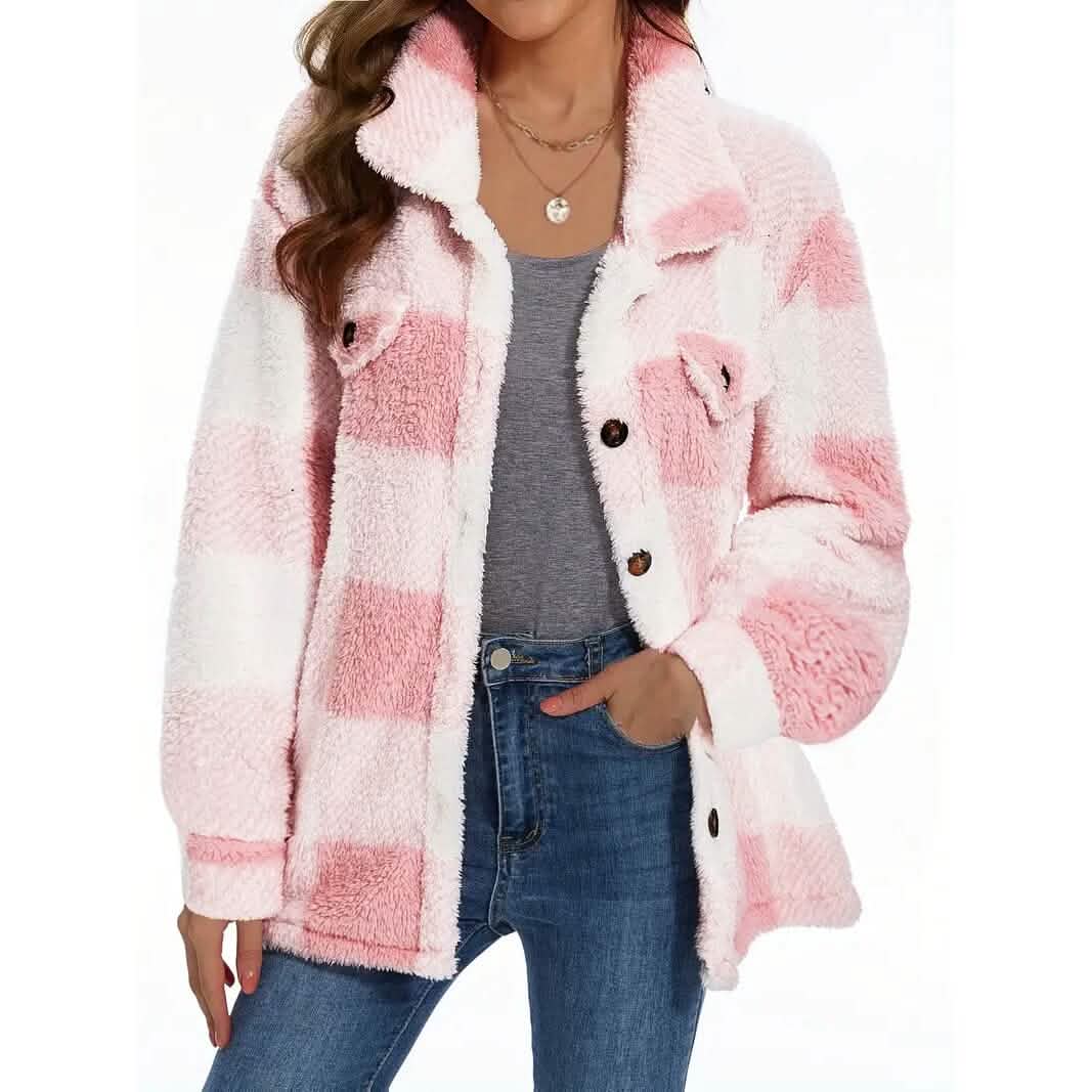 Women's Plaid Button-Front Teddy Coat DailySale