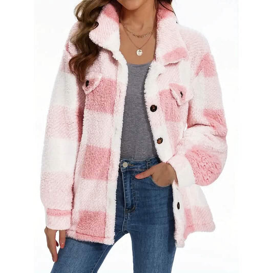Women's Plaid Button-Front Teddy Coat DailySale