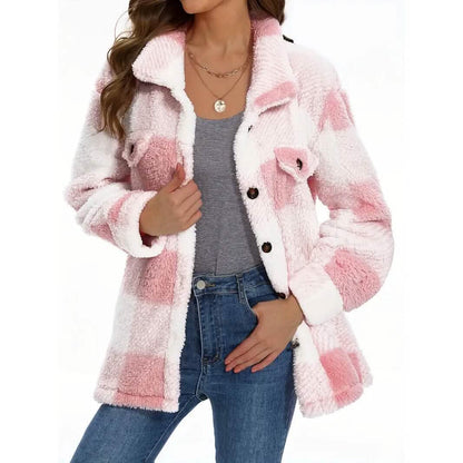 Women's Plaid Button-Front Teddy Coat DailySale