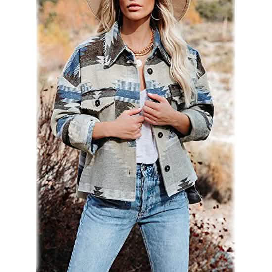 Women's Plaid Long Sleeve Button Down Collar Coat DailySale