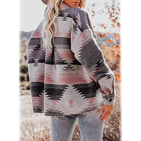 Women's Plaid Long Sleeve Button Down Collar Coat DailySale