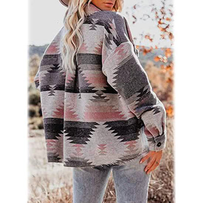 Women's Plaid Long Sleeve Button Down Collar Coat DailySale