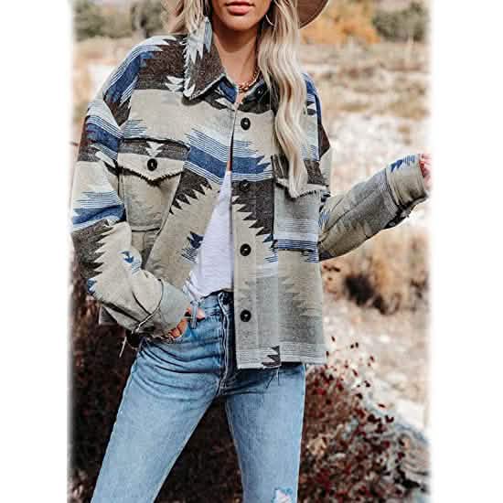 Women's Plaid Long Sleeve Button Down Collar Coat DailySale