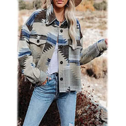 Women's Plaid Long Sleeve Button Down Collar Coat DailySale
