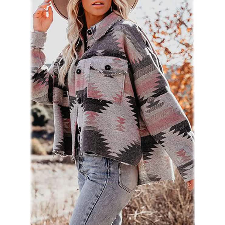 Women's Plaid Long Sleeve Button Down Collar Coat DailySale