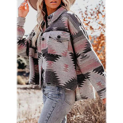 Women's Plaid Long Sleeve Button Down Collar Coat DailySale