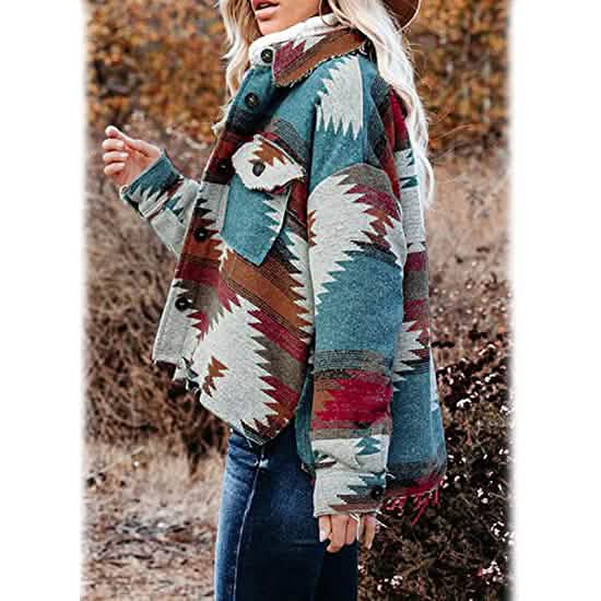 Women's Plaid Long Sleeve Button Down Collar Coat DailySale