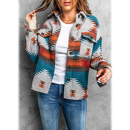 Women's Plaid Long Sleeve Button Down Collar Coat DailySale
