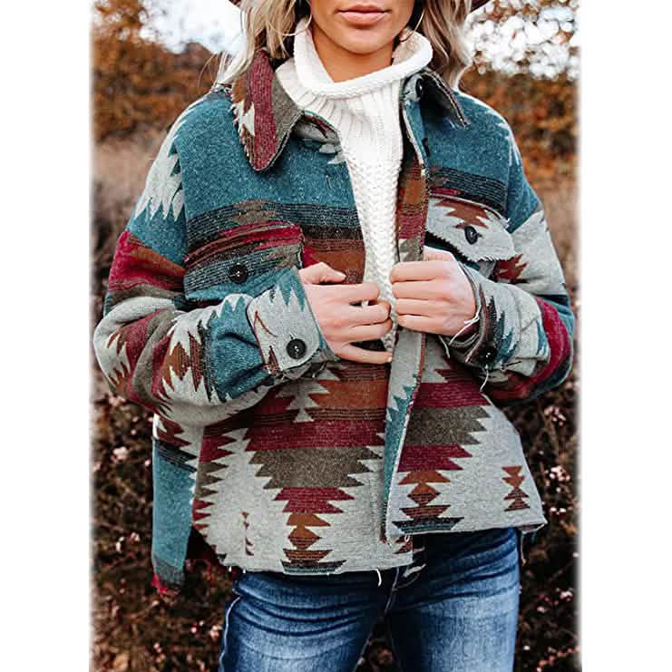 Women's Plaid Long Sleeve Button Down Collar Coat DailySale