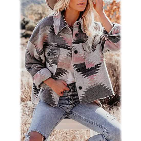 Women's Plaid Long Sleeve Button Down Collar Coat DailySale